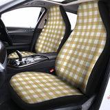 Beige And White Check Pattern Print Universal Fit Car Seat Covers 102422