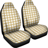 Beige And White Check Pattern Print Universal Fit Car Seat Covers 102422