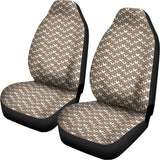 Beige And White Knitted Pattern Print Universal Fit Car Seat Covers 102422