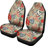 Beige Bohemian Floral Pattern Print Universal Fit Car Seat Covers 102422