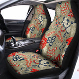 Beige Bohemian Floral Pattern Print Universal Fit Car Seat Covers 102422