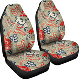 Beige Bohemian Floral Pattern Print Universal Fit Car Seat Covers 102422