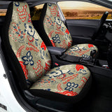 Beige Bohemian Floral Pattern Print Universal Fit Car Seat Covers 102422