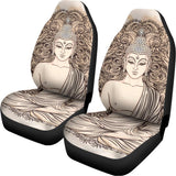 Beige Buddha Mandala Print Universal Fit Car Seat Covers 102422
