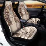 Beige Buddha Mandala Print Universal Fit Car Seat Covers 102422