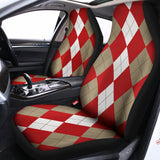 Beige Red And White Argyle Pattern Print Universal Fit Car Seat Covers 102422