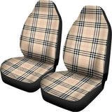 Beige Tartan Pattern Print Universal Fit Car Seat Covers 102422