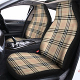 Beige Tartan Pattern Print Universal Fit Car Seat Covers 102422