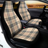 Beige Tartan Pattern Print Universal Fit Car Seat Covers 102422