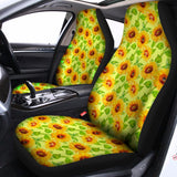 Beige Watercolor Sunflower Pattern Print Universal Fit Car Seat Covers 102422