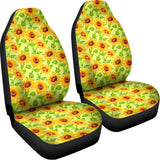 Beige Watercolor Sunflower Pattern Print Universal Fit Car Seat Covers 102422