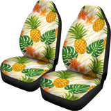 Beige Zebra Pineapple Pattern Print Universal Fit Car Seat Covers 102422