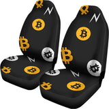 Bitcoin Symbol Pattern Print Universal Fit Car Seat Covers 102422