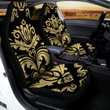Black And Beige Damask Pattern Print Universal Fit Car Seat Covers 102422