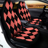 Black And Coral Argyle Pattern Print Universal Fit Car Seat Covers 102422