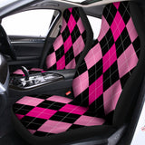 Black And Deep Pink Argyle Pattern Print Universal Fit Car Seat Covers 102422