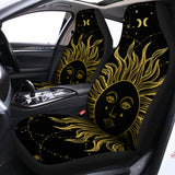 Black And Gold Celestial Sun Print Universal Fit Car Seat Covers 102422