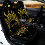 Black And Gold Celestial Sun Print Universal Fit Car Seat Covers 102422