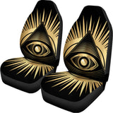Black And Gold Eye of Providence Print Universal Fit Car Seat Covers 102422