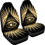 Black And Gold Eye of Providence Print Universal Fit Car Seat Covers 102422