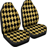 Black And Gold Harlequin Pattern Print Universal Fit Car Seat Covers 102422