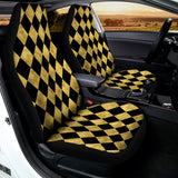 Black And Gold Harlequin Pattern Print Universal Fit Car Seat Covers 102422