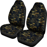 Black And Gold Japanese Tiger Print Universal Fit Car Seat Covers 102422