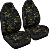 Black And Gold Japanese Tiger Print Universal Fit Car Seat Covers 102422