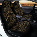 Black And Gold Lotus Pattern Print Universal Fit Car Seat Covers 102422