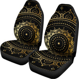 Black And Gold Mandala Print Universal Fit Car Seat Covers 102422