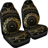 Black And Gold Mandala Print Universal Fit Car Seat Covers 102422