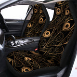 Black And Gold Peacock Feather Print Universal Fit Car Seat Covers 102422