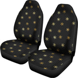 Black And Gold Snowflake Pattern Print Universal Fit Car Seat Covers 102422