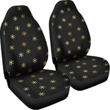 Black And Gold Snowflake Pattern Print Universal Fit Car Seat Covers 102422
