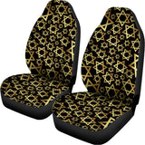 Black And Gold Star of David Print Universal Fit Car Seat Covers 102422