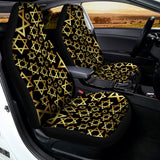 Black And Gold Star of David Print Universal Fit Car Seat Covers 102422