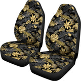 Black And Gold Tropical Pattern Print Universal Fit Car Seat Covers 102422