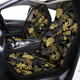 Black And Gold Tropical Pattern Print Universal Fit Car Seat Covers 102422