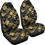 Black And Gold Tropical Pattern Print Universal Fit Car Seat Covers 102422