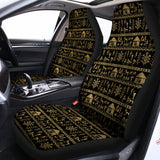 Black And Gold Warli Pattern Print Universal Fit Car Seat Covers 102422