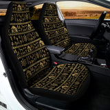 Black And Gold Warli Pattern Print Universal Fit Car Seat Covers 102422