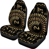 Black And Gold Warli Tribal Print Universal Fit Car Seat Covers 102422