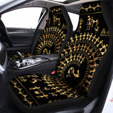 Black And Gold Warli Tribal Print Universal Fit Car Seat Covers 102422