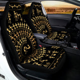 Black And Gold Warli Tribal Print Universal Fit Car Seat Covers 102422