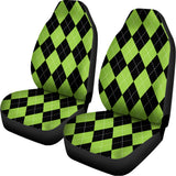 Black And Green Argyle Pattern Print Universal Fit Car Seat Covers 102422