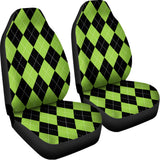 Black And Green Argyle Pattern Print Universal Fit Car Seat Covers 102422