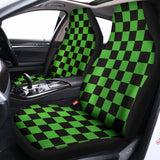 Black And Green Checkered Print Universal Fit Car Seat Covers 102422