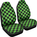 Black And Green Checkered Print Universal Fit Car Seat Covers 102422