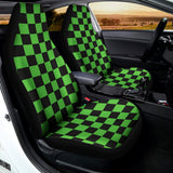 Black And Green Checkered Print Universal Fit Car Seat Covers 102422