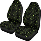Black And Green Spider Web Pattern Print Universal Fit Car Seat Covers 102422
